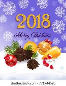 Twenty Eighteen Merry Christmas Postcard