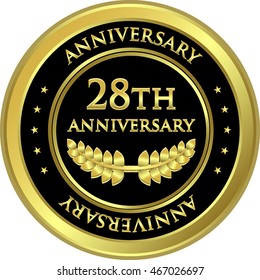 Twenty Eighth Anniversary Black And Gold Medal