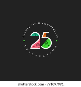 Twenty Fifth 25th Years Anniversary Celebration Logo Design, Number 25 Icon Vector Template.
