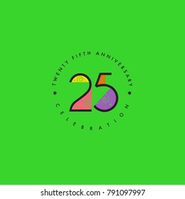 Twenty Fifth 25th Years Anniversary Celebration Logo Design, Number 25 Icon Vector Template.
