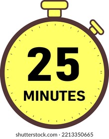 twenty five 25 minutes sign label vector art illustration with fantastic font and nice yellow brown color. time in the stopwatch
