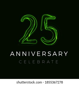 twenty five, twenty fifth Anniversary poster for party. 25 years sign. 25th birthday celebrate. Vector illustration