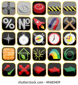 Twenty five icons on various subjects