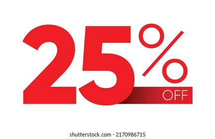 25% de descuento en tipografía vectorial. 25 por ciento fuera del vector, 25 tipografía vectorial