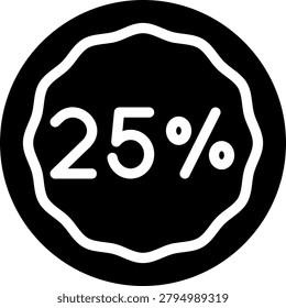 twenty five percent glyph icon illustration vector