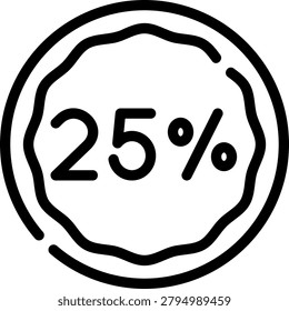 twenty five percent line icon illustration vector