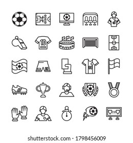 twenty five soccer football sport set icons vector illustration design