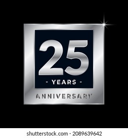 Twenty Five Years Anniversary Celebration Luxury Black and Silver Logo Emblem Isolated Vector