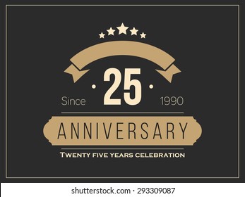 Twenty five years anniversary celebration logotype. 25th anniversary logo.