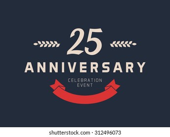 Twenty five years anniversary celebration logotype. 25th anniversary logo.