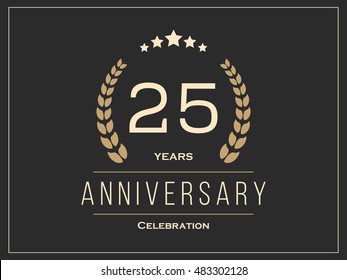 Twenty five years anniversary celebration logotype. 25th anniversary logo. Vector illustration.