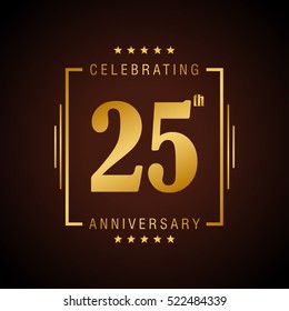 Twenty Five years anniversary celebration logotype. 25th anniversary logo collection. Anniversary label. Anniversary logo template. Anniversary sign. Vector Illustration
