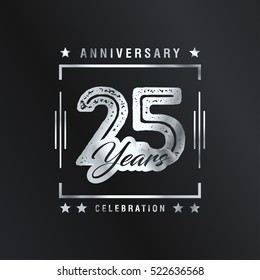 Twenty Five years anniversary celebration logotype. 25th year anniversary logo collection. Anniversary label. Anniversary logo template. Anniversary sign. Vector Illustration