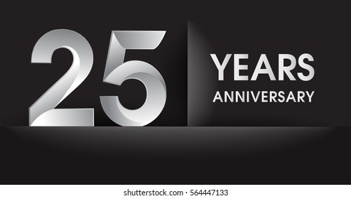 twenty five years Anniversary celebration logo, flat design isolated on black background, vector elements for banner, invitation card for celebrating 25th birthday party
