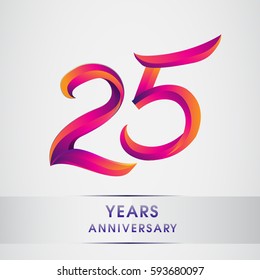 twenty five years anniversary celebration logotype colorfull design, 25th birthday logo on white background