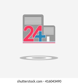 Twenty four available medical help icon. Hospital. Flat trendy modern vector illustration