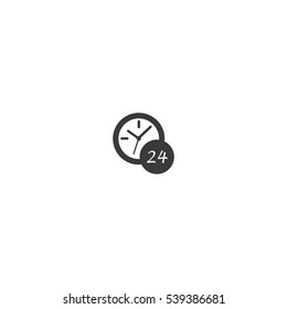 Twenty four hour around the clock symbol, vector illustration.
