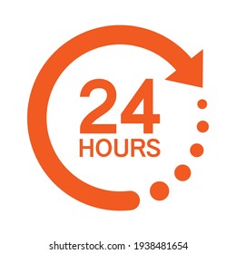 Twenty four hour with arrow loop icon, 24 hours cyclic sign, Opened order execution or delivery, All day business and service, Vector design illustration - Shutterstock ID 1938481654