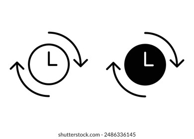 Twenty four hour with arrow loop icon, 24 hours cyclic sign, Opened order execution or delivery, All day business and service, Vector illustration