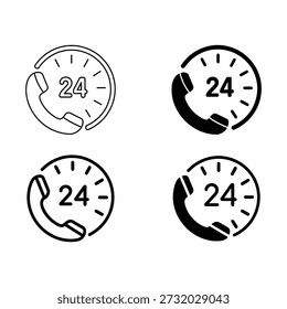 twenty four hour customer service icons set, vector Illustration 