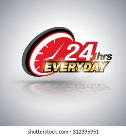 Twenty four hour everyday. Vector illustration. Can use for service advertising.