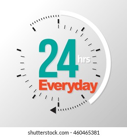 Twenty four hour everyday. Vector illustration. Can use for service advertising.