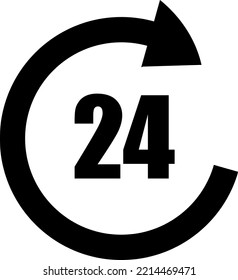 twenty four hour icon with arrow on white background.eps