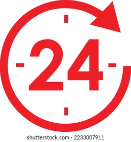 vierundzwanzig Stunden Symbol. Flaches Design.       