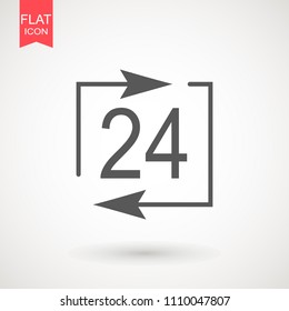 twenty four hour icon. open 24 hours a day icons