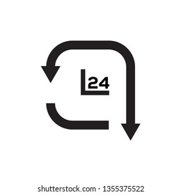 twenty four hour icon. open 24 hours a day icons