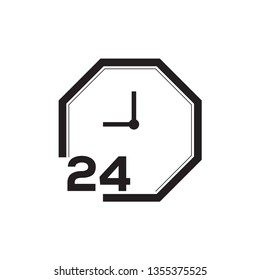 twenty four hour icon. open 24 hours a day icons