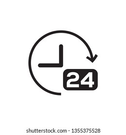 twenty four hour icon. open 24 hours a day icons