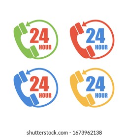 twenty four hour icon vector illustration with four different color style