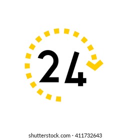 Twenty four hour open line icon. Pixel perfect fully editable vector icon suitable for websites, info graphics and print media.