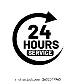 Twenty Four Hour Service Availability Logo Design for Business Use, ideal for websites and marketing materials.