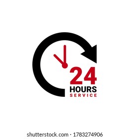 Twenty four hour service vector icon for your business. Logo element illustration, emblem, label, badge, sticker. Simple 24 hour service concept. Can be used in web and mobile.