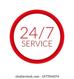 Twenty four hour support icon. Vector illustration