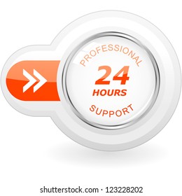 Twenty four hour support. Vector icon.