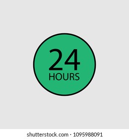 Twenty four hour vector sign isolated