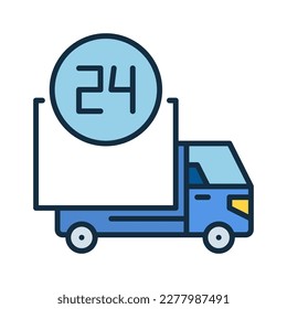 Twenty Four Hours Delivery vector Truck concept colored icon or design element