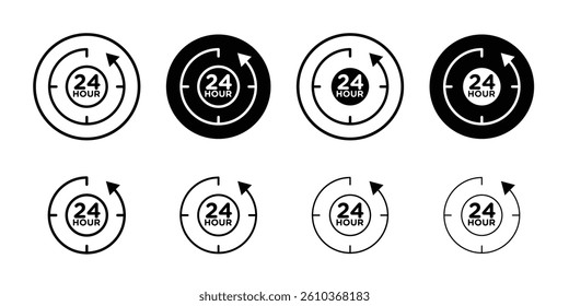 Twenty four hours icon Black and white outline vector