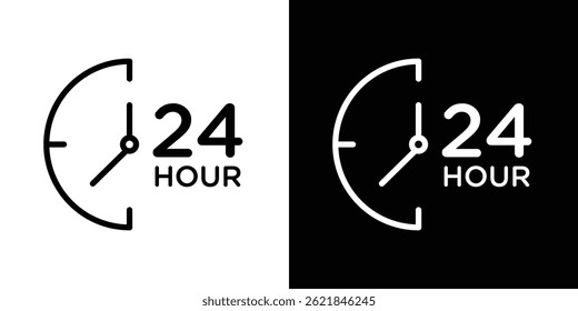 Twenty four hours icon concept stroke on white background