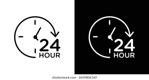 Design de ícone de vinte e quatro horas. Ilustração vetorial de elementos gráficos finos