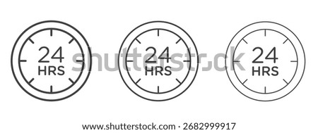 Twenty four hours icon - editable stroke vector illustration