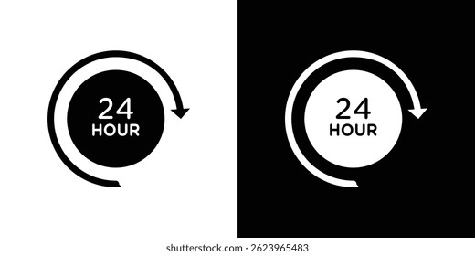 Vinte e quatro horas ícone vetor, ilustração logotipo sólido, pictograma