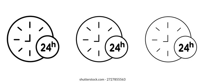 Vinte e quatro horas ícone vetor Logo Design Template. Gráficos de Traçado editáveis.