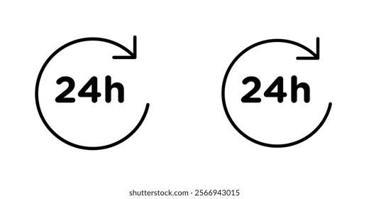 Twenty four hours icons. black and white vector set.