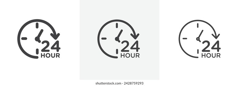 Twenty Four Hours Isolated Line Icon Style Design. Simple Vector illustration