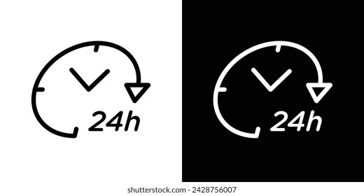 Icono de la línea de las veinticuatro horas en el fondo blanco para Web.