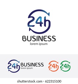 Twenty four hours logo design. Hotline, Support and Customer service logo concept. Vector logo template